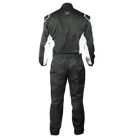 Back of the Challenger SFI Racing Suit in black and white