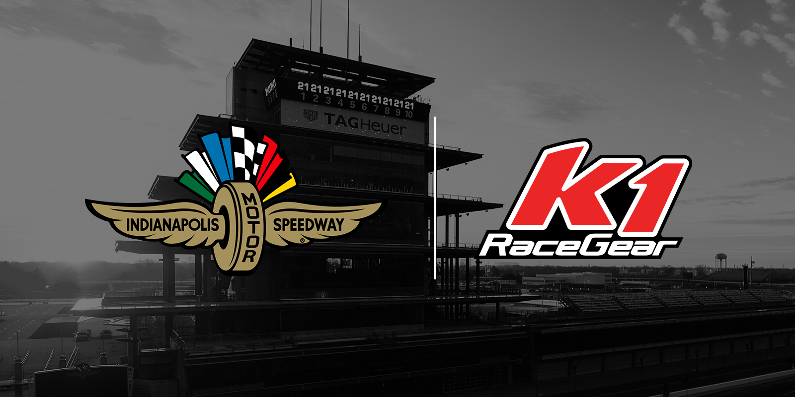 logos of K1 RaceGear and IMS over an image of IMS