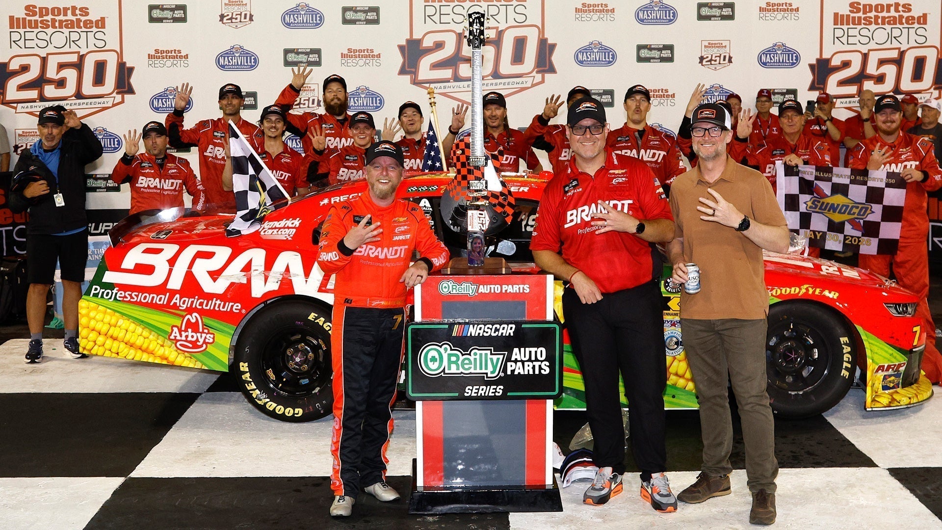 Justin Allgaier on the podium at Nashville Sports Illustrated Resorts 250