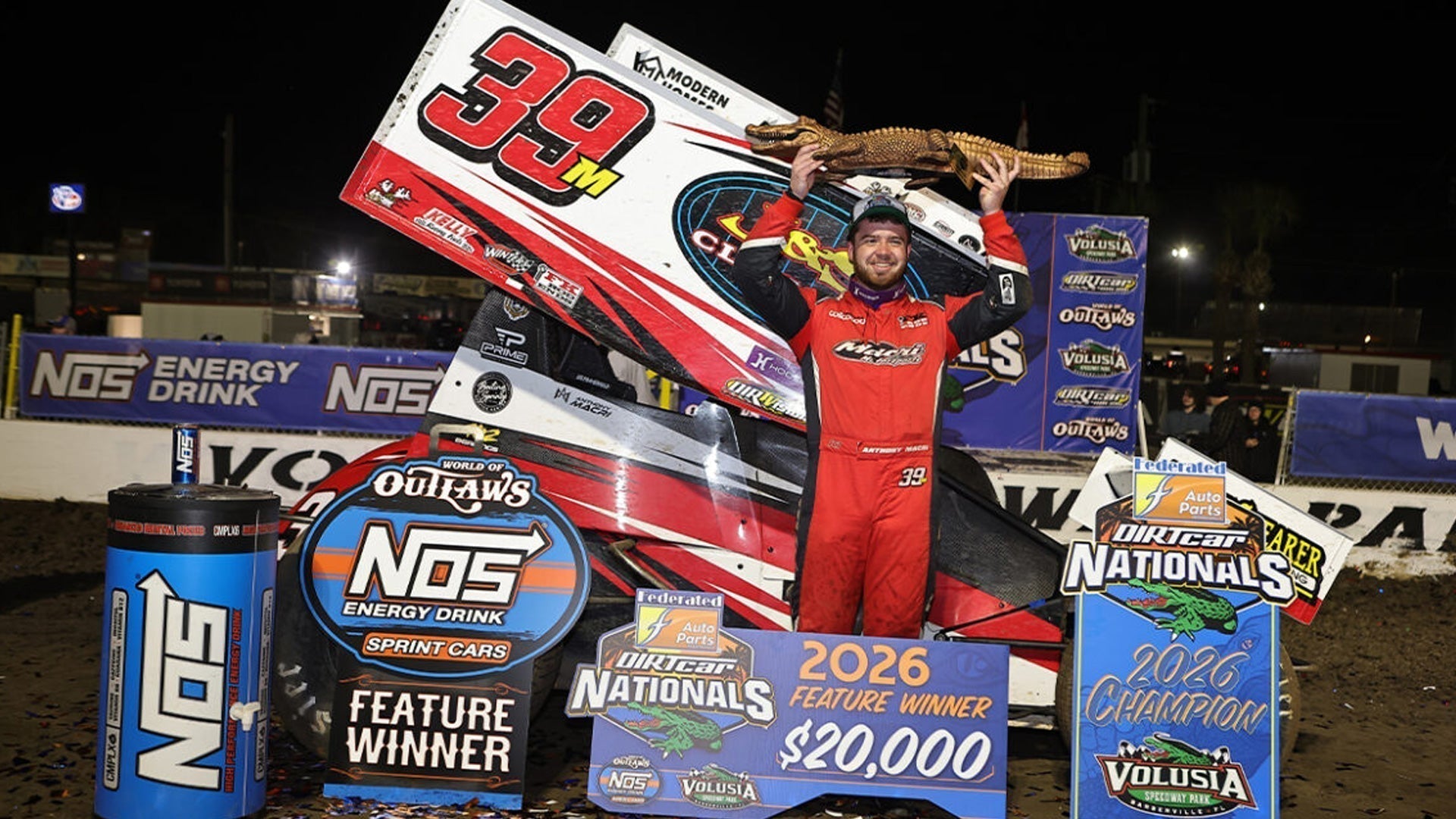 Anthony Macri holding the Big Gator at Volusia