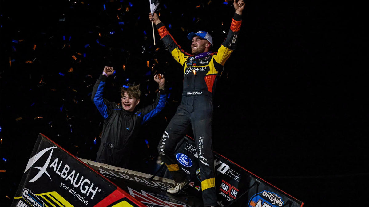 Carson Macedo celebrates win at Jason Johnson Classic