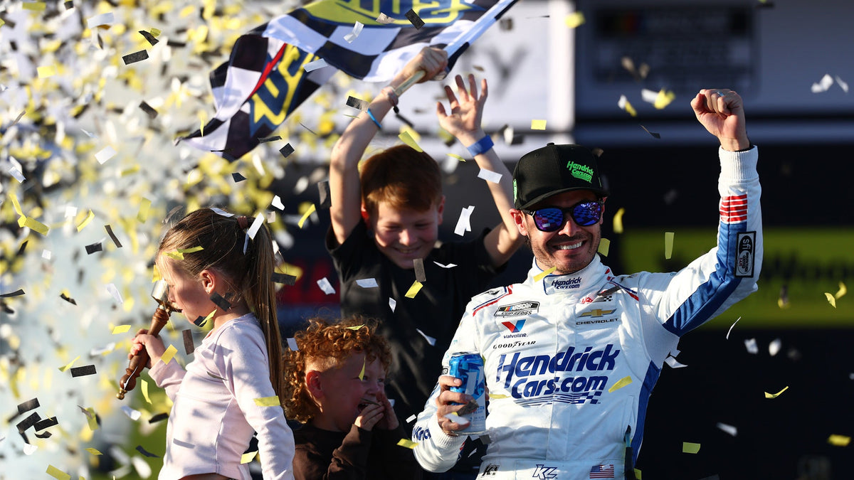 Kyle larson celebrates Talladega win with kids