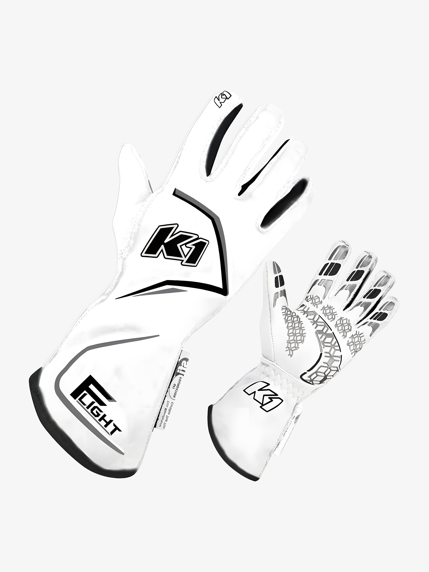 K1 Flight nomex racing gloves white