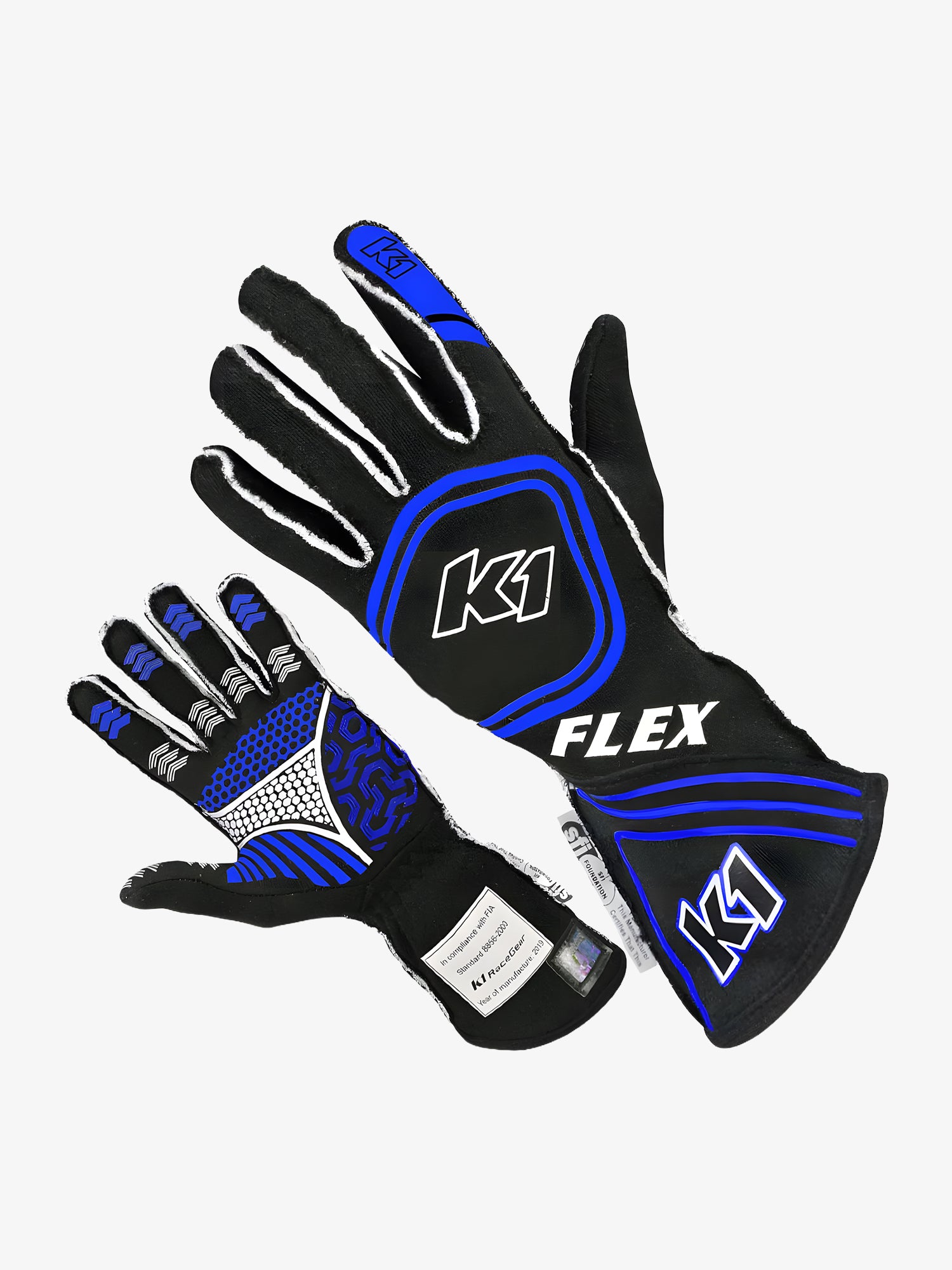 K1 Flex nomex racing gloves black/blue