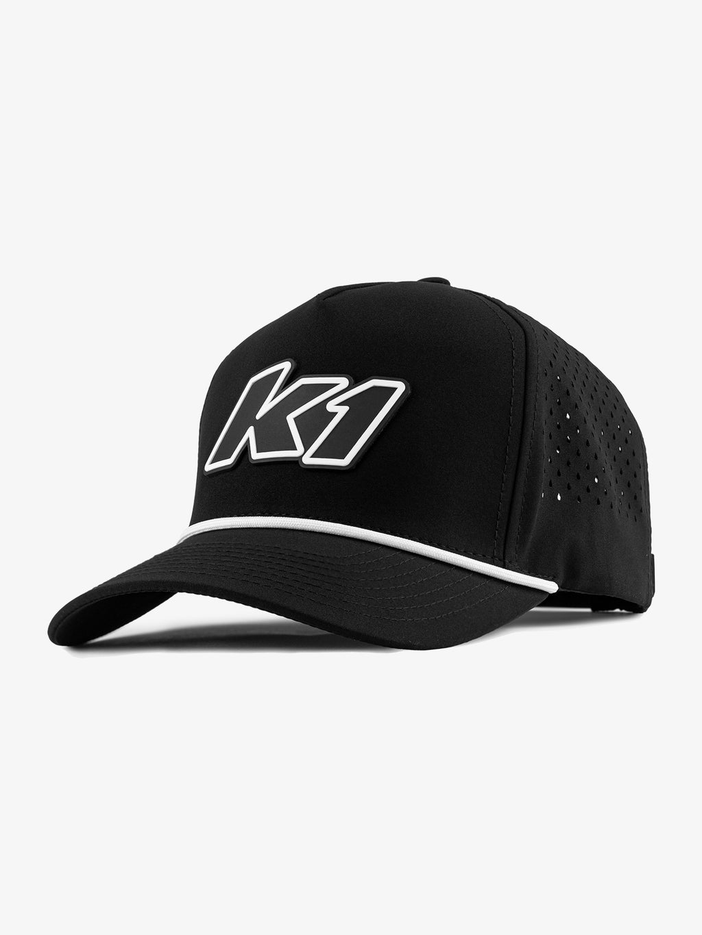 K1 Icon hat black with white rope