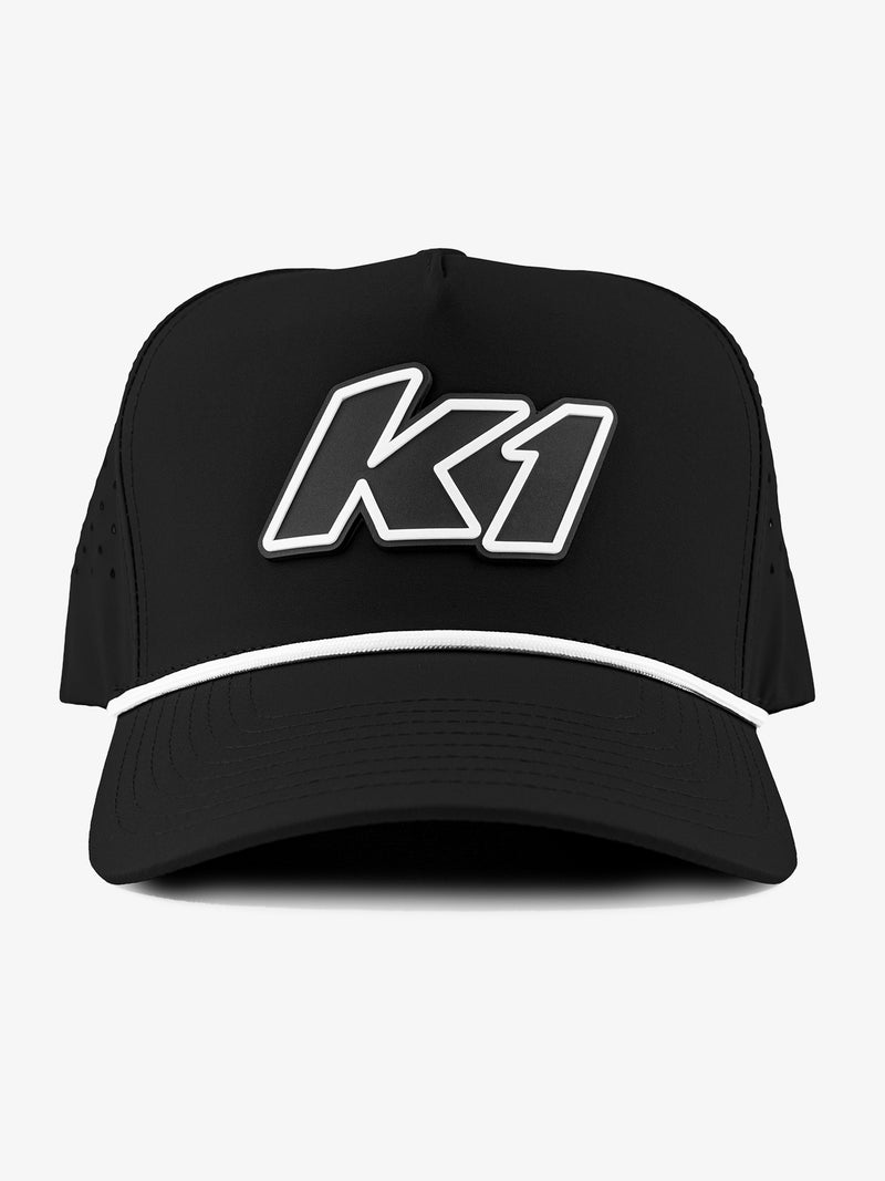 K1 Icon hat black with white rope