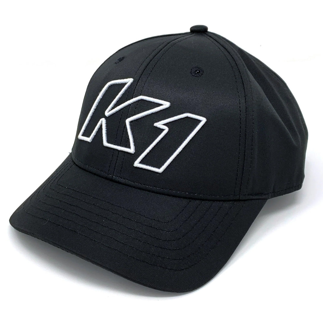 Black baseball cap with 3D K1 logo in white