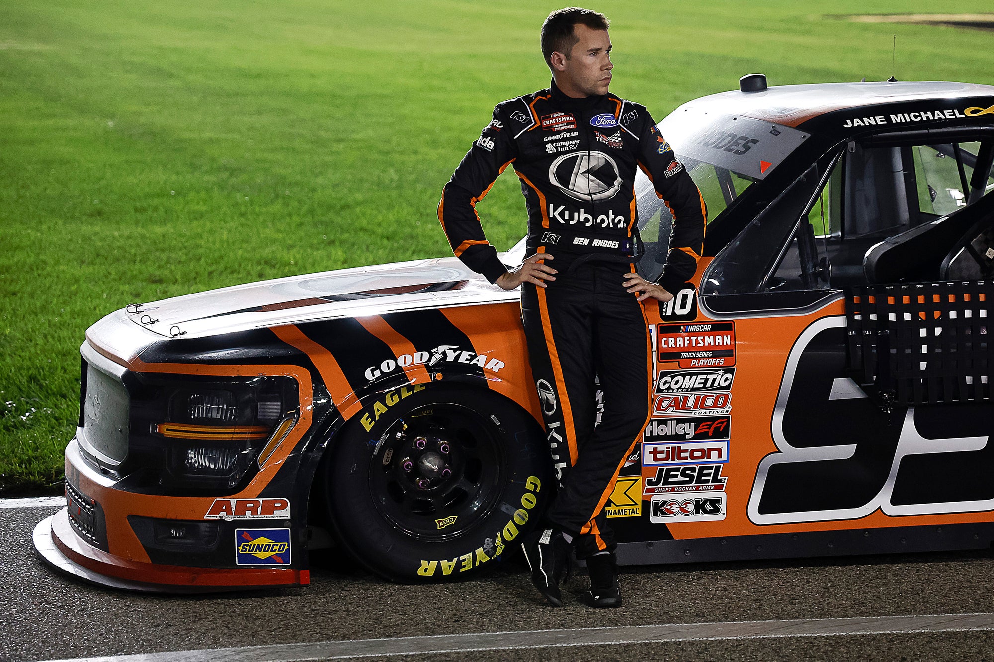 Ben Rhodes in a custom K1 auto suit