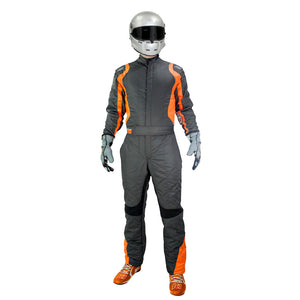 Precision 2 auto racing suit gray/orange front
