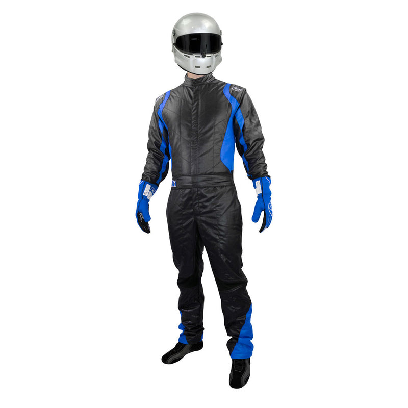 Precision 2 auto racing suit black/blue front