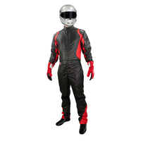 Precision 2 auto racing suit black/red front