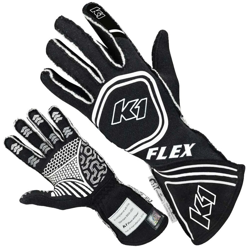 Flex Youth Nomex Racing Gloves in Black and White