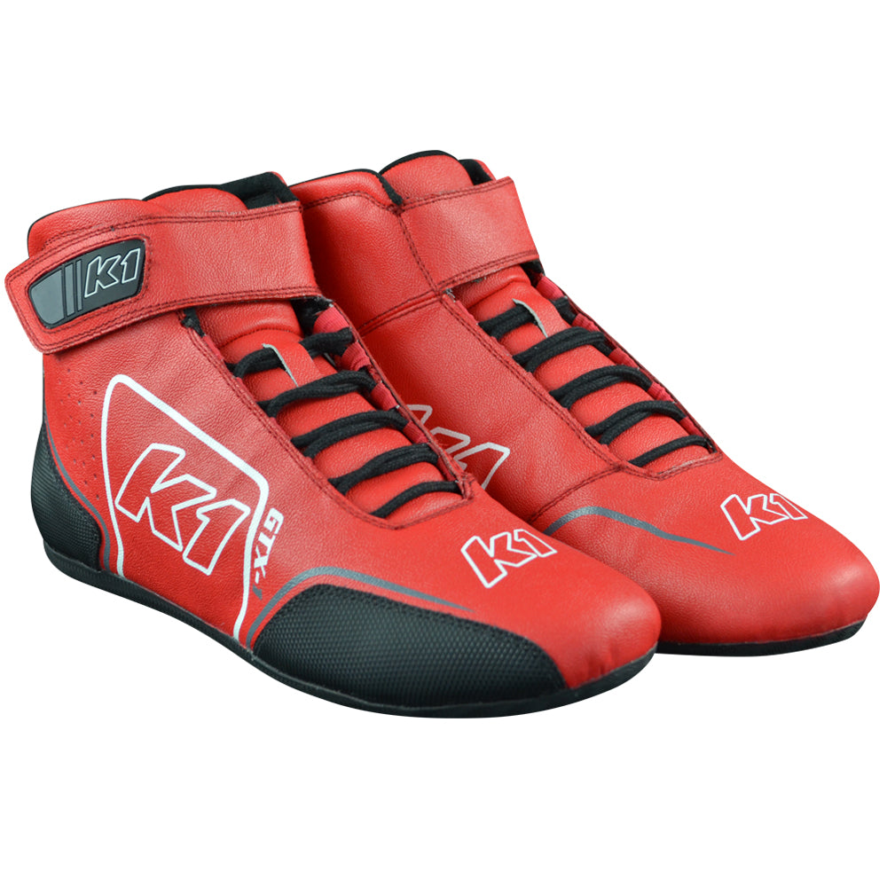 Pair of GTX-1 red nomex racing shoes