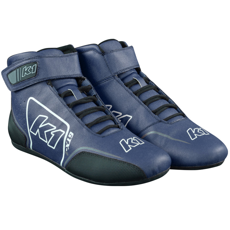 3/4 shot of the GTX-1 blue nomex racing shoes
